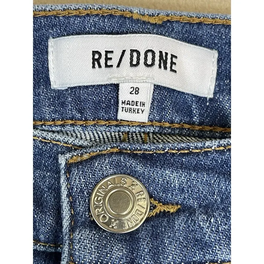 RE/DONE Jeans Womens 28 Blue 90s‎ High Rise Ankle Crop Button Fly Stretch Denim